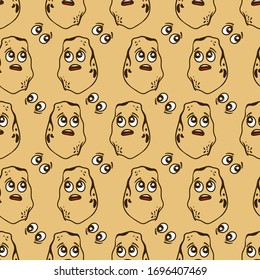 Scared potato pattern, illustration, vector on white background