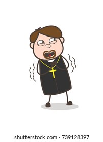Scared Priest Trembling in Fear Vector