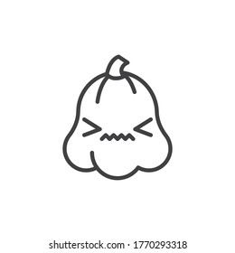 Scared pumpkin face line icon. linear style sign for mobile concept and web design. Pumpkin astonished face outline vector icon. Symbol, logo illustration. Vector graphics
