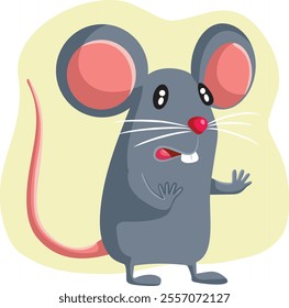 
Scared Rat Saying No to Pest Control Methods Vector Cartoon. Stressed defensive animal being terrified of extermination 
