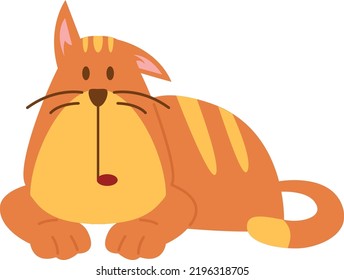 Scared red cat. Fluffy cartoon pet in fear