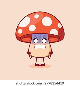 scared Red Mushroom character. Panic expression