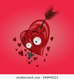 scared red vector valentines heart character
