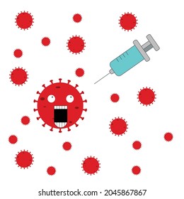 Scared red virus when seeing vaccine injection