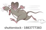 Scared running pest mouse cartoon vector illustration. Cartoon pest mouse series.