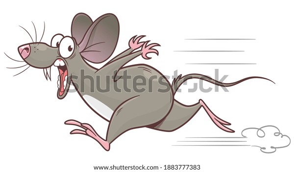 Scared running pest mouse cartoon vector illustration. Cartoon pest