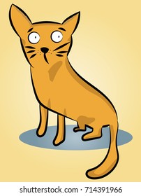 Scared sad red cat. Vector illustration