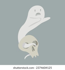 scared scary creepy halloween vector ghost scares from skull