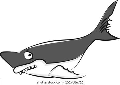 Scared shark, illustration, vector on white background.