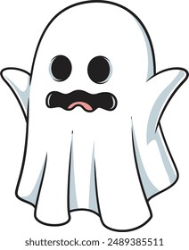 Scared sheet ghost vector illustration