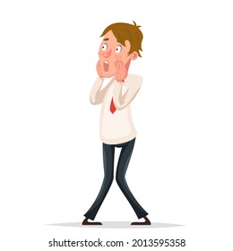 Scared shocked character isolated icon design cartoon vector illustration