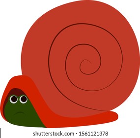 Scared snail, illustration, vector on white background.