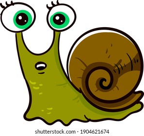 Scared snail vector illustration on a white background.