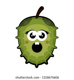 Scared soursop cartoon. Colored sketch. Vector illustration design