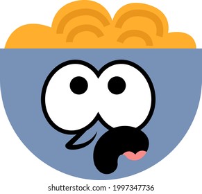 Scared spaghetti bowl, illustration, on a white background.