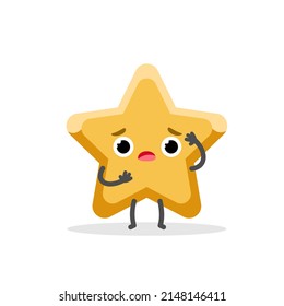 Scared star emotional character  in cartoon style