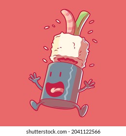 Scared Sushi character vector illustration. Funny, food, horror design concept.