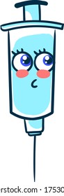 Jeringa con miedo , ilustración, vector sobre fondo blanco