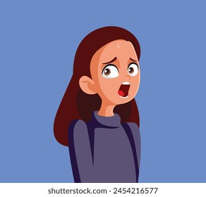 
Scared Teen Making a Surprised Expression Vector Cartoon Character. Started young teen girl feeling shocked and terrified 
