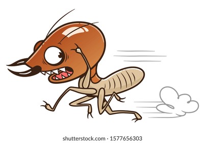 Scared termite running away. Termites series.