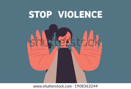 scared terrified woman with bruises on face stop violence and aggression concept portrait horizontal vector illustration