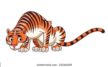 Scared Tiger - Cartoon Vector Image