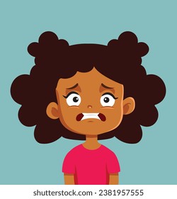 
Scared Toddler little Girl Having a Panic Attack Vector Cartoon. Little child being terrified feeling nervous and afraid 
