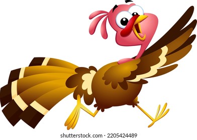 Scared Turkey Baby Cartoon Character Running. Vector Illustration Flat Design Isolated On Transparent Background