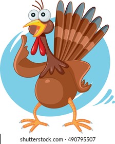 Erschüttert Türkei Funny Vector Cartoon - Illustration Thanksgiving Vogel in Panik
