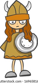 Scared Viking, illustration, vector on white background