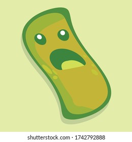 Scared virus cartoon over a colored background - Vector