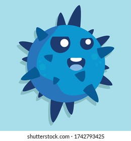 Caricatura de virus asustado sobre un fondo de color - Vector