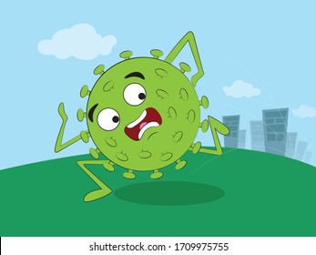 Scared virus running away vector Illustration