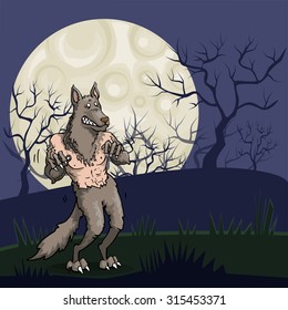 Scared werewolf  shaking and shivering, vector illustration