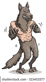 Scared werewolf  shaking and shivering, vector illustration