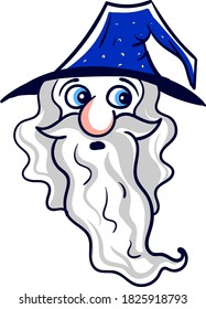 Scared wizard, illustration, vector on white background