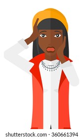 Scared woman with open mouth.