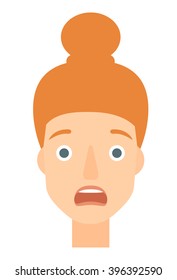 Scared woman with open mouth.