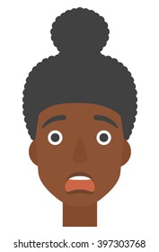 Scared woman with open mouth.