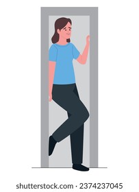 scared woman suffering claustrophobia stress isolated
