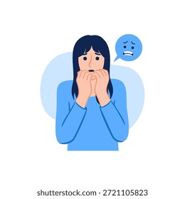 Scared worried afraid terrified anxious nervous woman feeling fear emoji