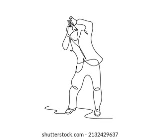 scared worried businessman trying to protect himself by raising his hands up