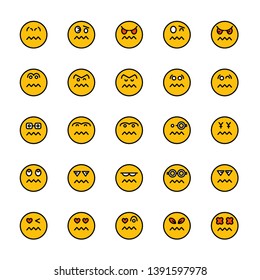 scared and worry emoticon icons yellow face