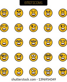 scared and worry face emoticon icons set