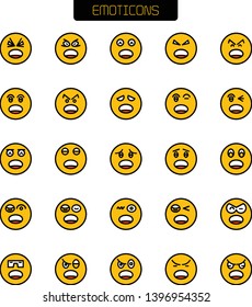 scared and worry face emoticon icons set