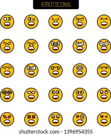 scared and worry face emoticon icons set