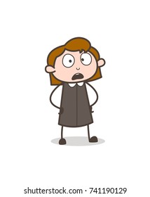 Scared Young Lady Screaming Face Vector