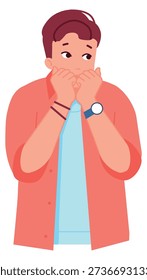 Scared young man portrait. Anxious guy character