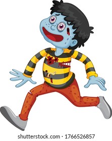 Der ängstliche Zombie-Cartoon, Vektorkunst und Illustration