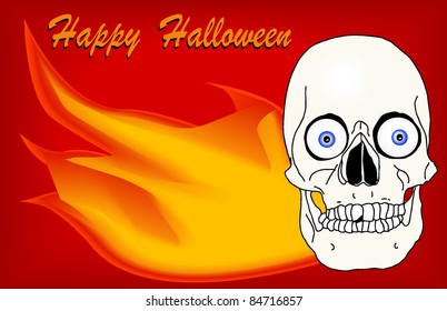 Scarey Happy Halloween Flame Skull